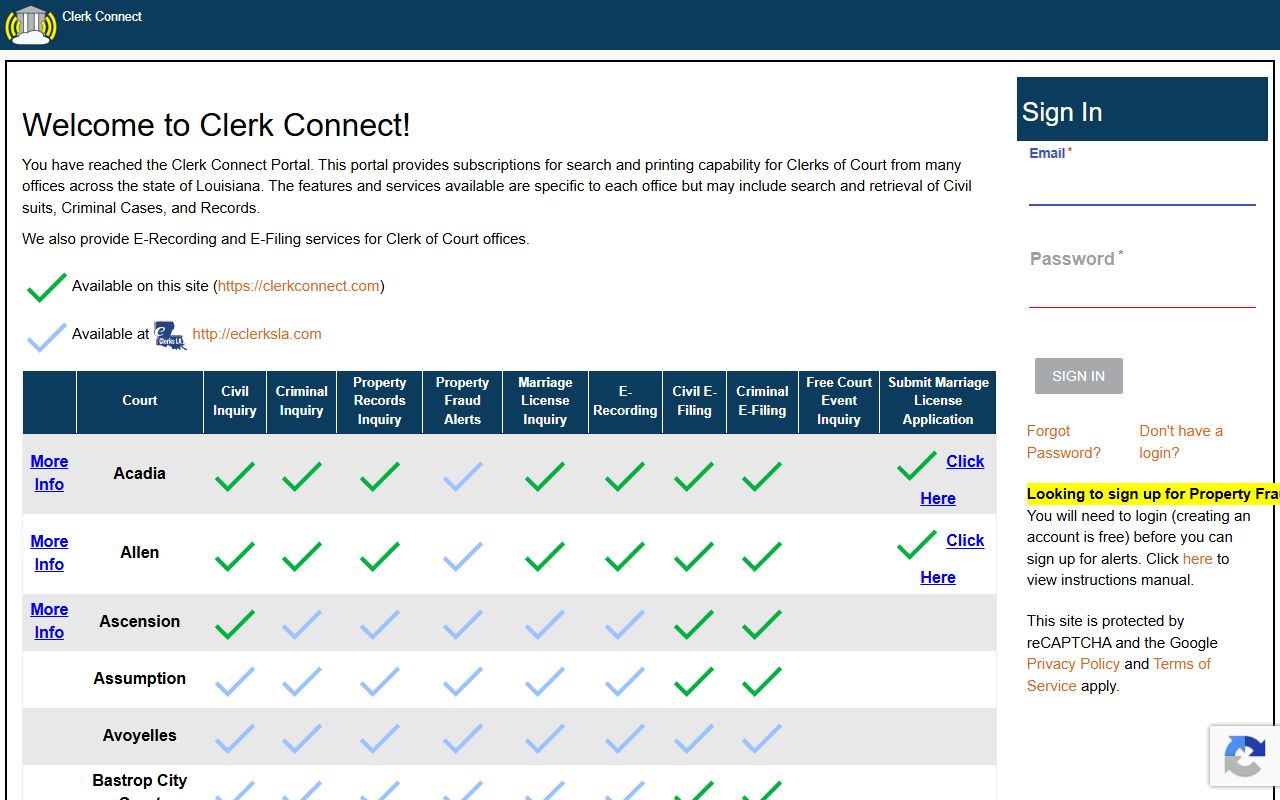 Lincoln Parish County Clerk of Court Clerk Connect login