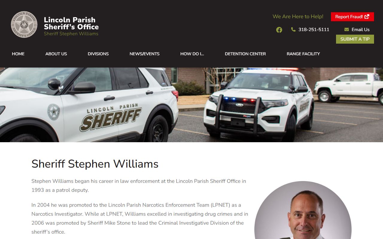 Lincoln Parish arrest records Sheriff administration biography