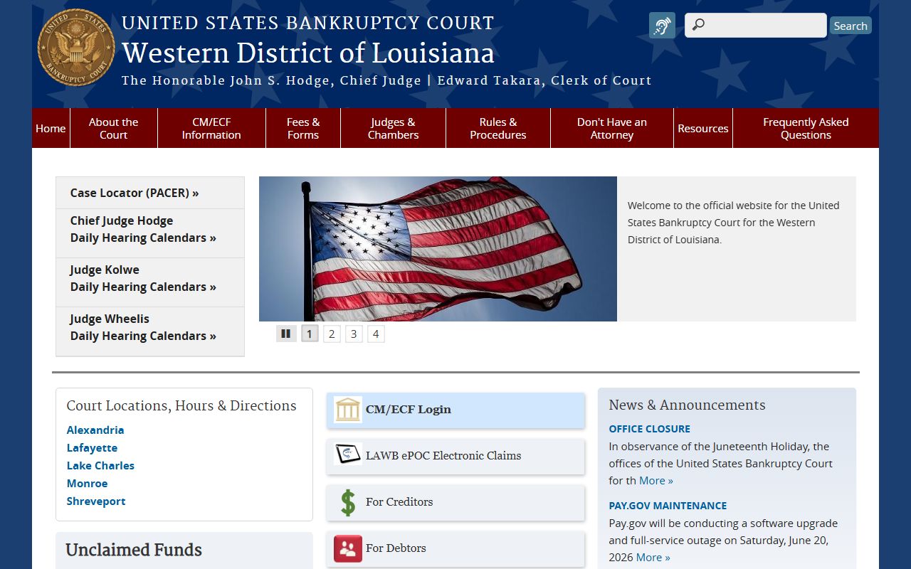 Lincoln Parish court dockets Western District bankruptcy court