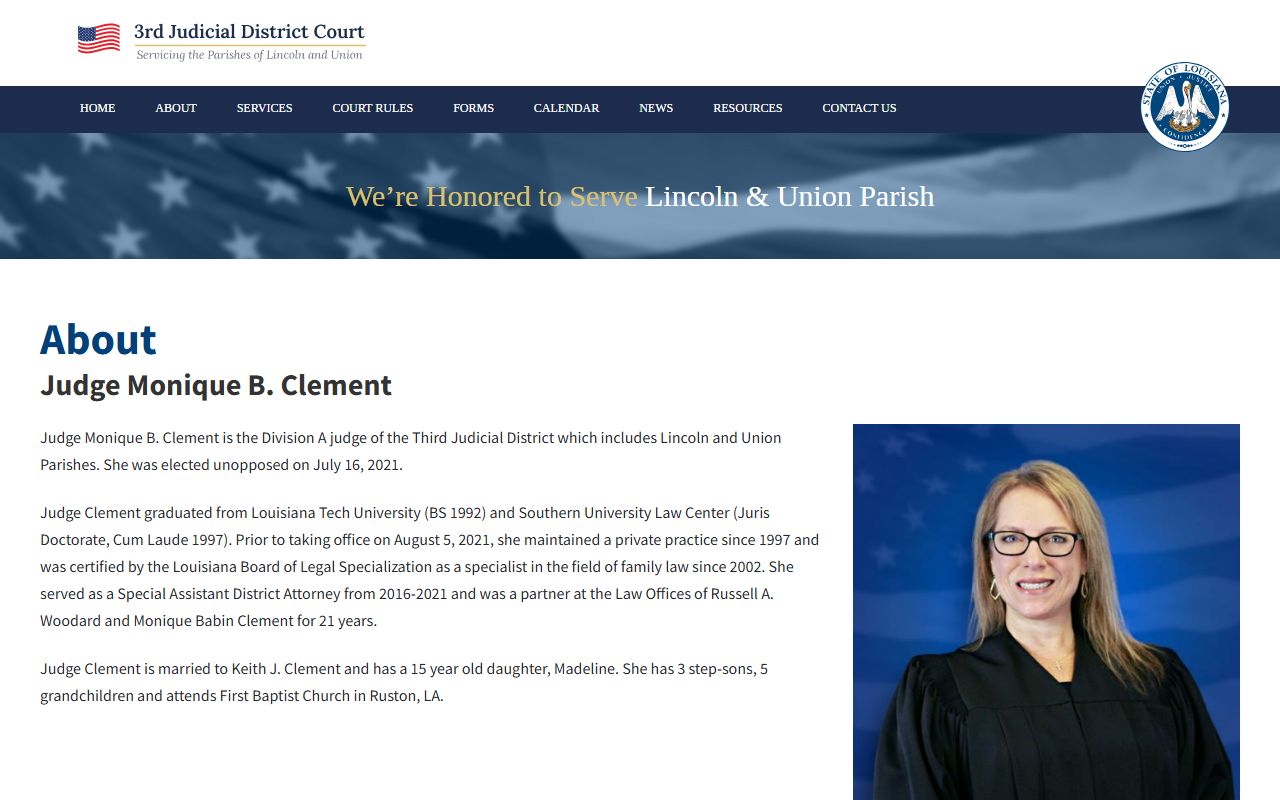 Lincoln Parish district court Division A Judge Monique B Clement profile