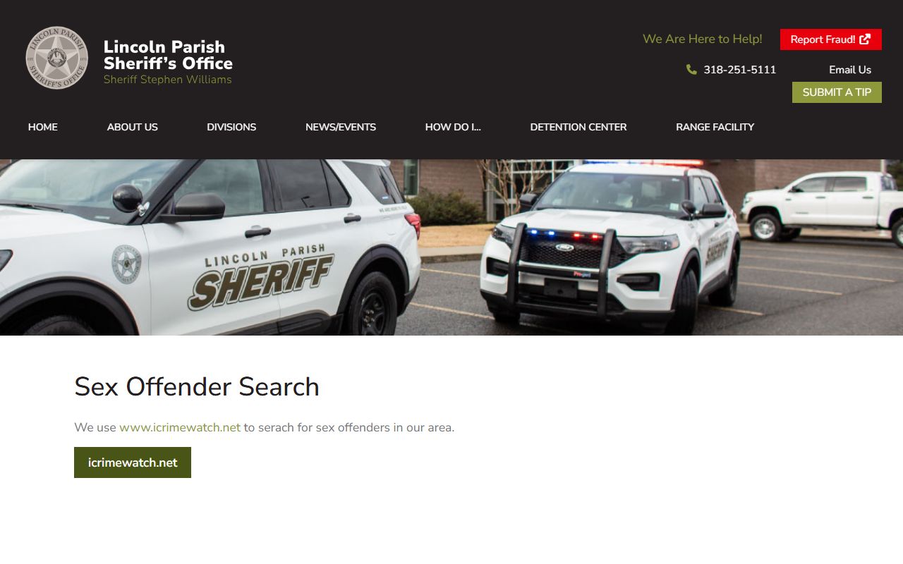 Lincoln Parish warrant records sheriff sex-offender search channel