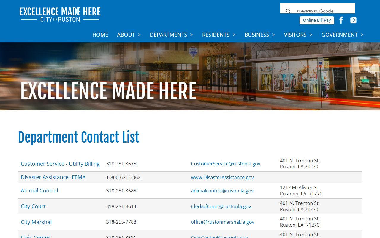 Lincoln Parish warrant search Ruston department contacts